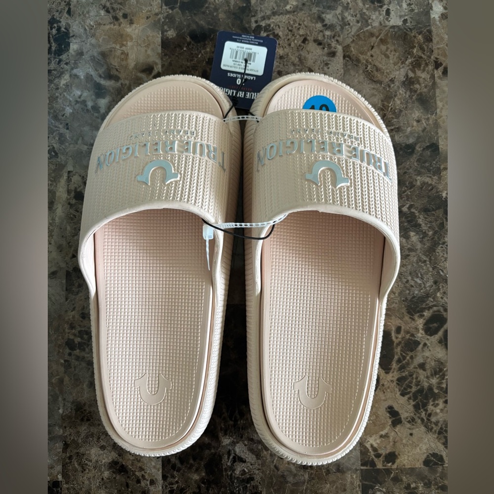 True Religion Meg Slides Nude Pink Women’s 10M Footwear Sandal Y2K Casual New